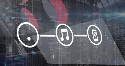 Digital Network with Music Icon and Analytics Background