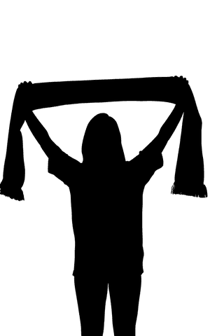 Transparent outline of female fan cheering with scarf