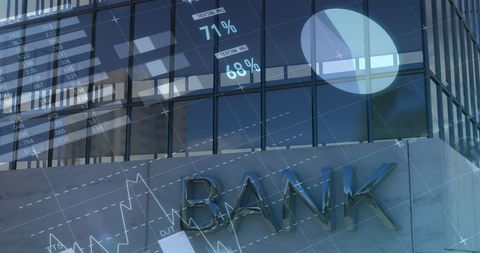 Modern Bank Building with Digitally Generated Financial Data - Download Free Stock Images Pikwizard.com