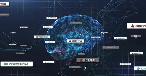 Holographic Brain Projecting Neural Network with Floating ID Labels on Futuristic Grid