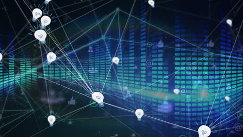 Global Network Visualized with Digital Connections and Icons