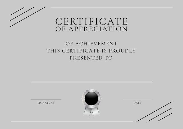 Elegant Certificate of Appreciation Template with Space for Personalization - Download Free Stock Templates Pikwizard.com