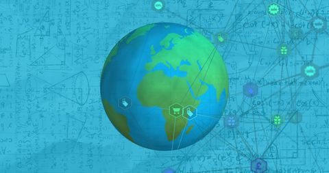 Digital Global Network with Mathematical Formulae Overlay - Download Free Stock Images Pikwizard.com