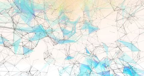 Abstract Digital Network with Blue Geometric Shapes