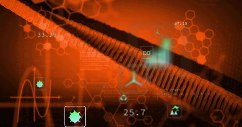 Futuristic Industrial Interface with Digital Data Visualization