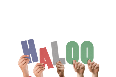 hands holding 'haloo' text on transparent background - Download Free Stock Videos Pikwizard.com