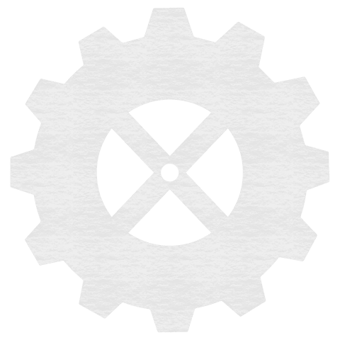 White gear shape pattern on transparent background