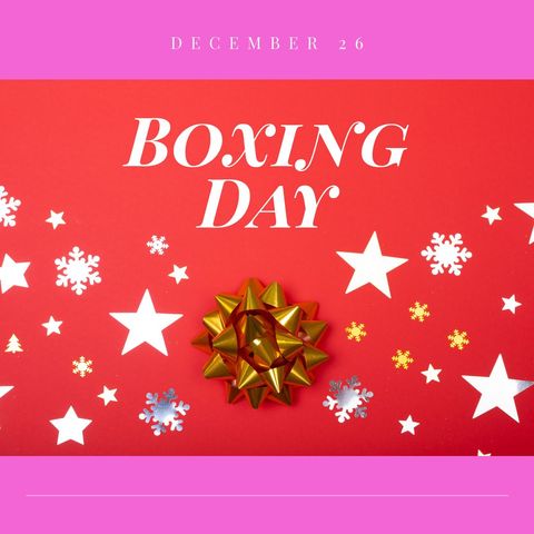 boxing day celebration with festive decorations and red background - Download Free Stock Templates Pikwizard.com