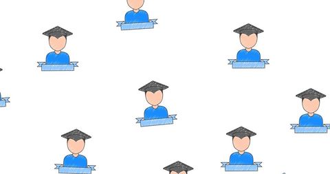 seamless pattern of graduate stick figures with caps - Download Free Stock Images Pikwizard.com