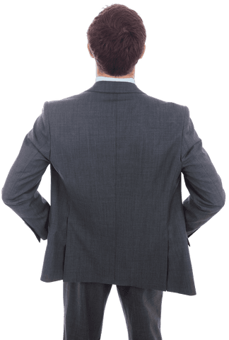 Rear View of Businessman With Hands on Hips in Suit - Transparent Background