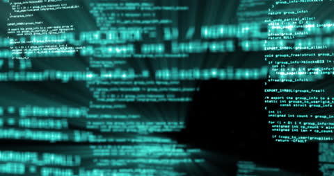 Digital Data Flowing on Network Panels in Cyberspace