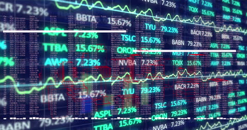 Dynamic Stock Market Background with Price Changes and Graphs