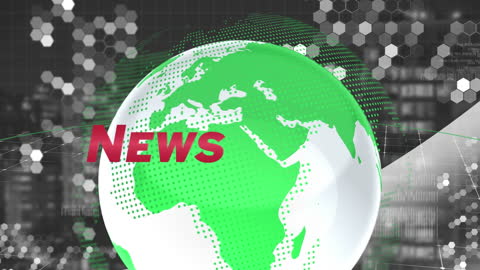 Digital Globe Animation with News Text Overlay