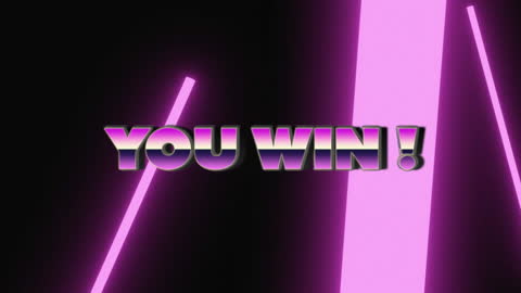 Retro 'You Win!' Neon Glowing Text Animation