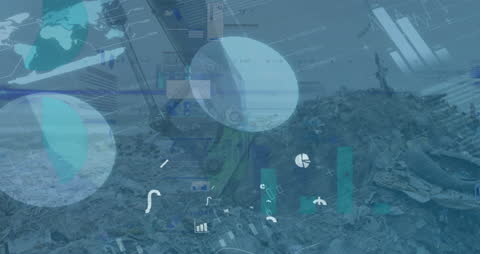 Data Processing Animation Over Rubbish Dump Concept