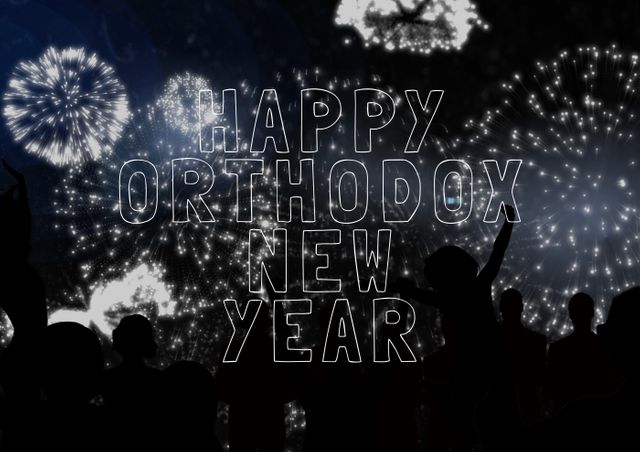 Celebrating Orthodox New Year with Fireworks and Silhouetted Crowd - Download Free Stock Photos Pikwizard.com