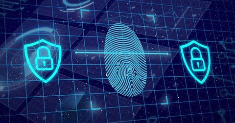 Fingerprint Scan on Digital Grid for Cybersecurity - Download Free Stock Images Pikwizard.com