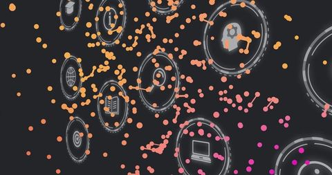 Futuristic ui icon interface with floating particles