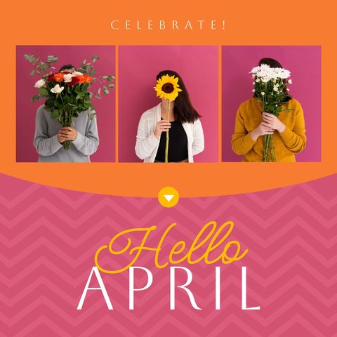 Hello April Floral Celebration with Women's Portraits - Download Free Stock Templates Pikwizard.com