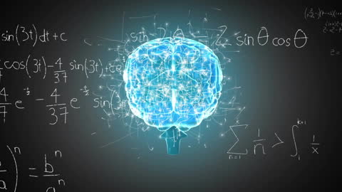 Futuristic Brain Animation Surrounded by Mathematical Equations