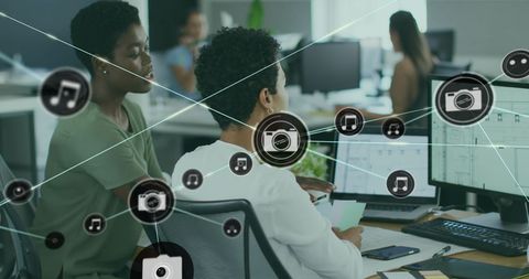 Digital Collaboration in Modern Office Environment - Download Free Stock Images Pikwizard.com
