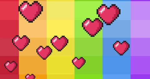 Pixelated Hearts on Rainbow Background Celebrating Diversity - Download Free Stock Images Pikwizard.com