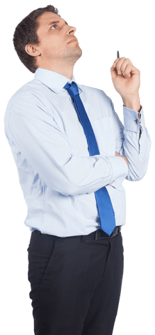 Focused Caucasian Businessman Looking Up with Serious Expression on Transparent Background - Download Free Stock Videos Pikwizard.com