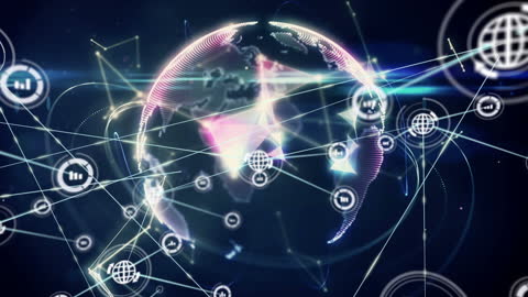 Global Digital Network with Futuristic Interface