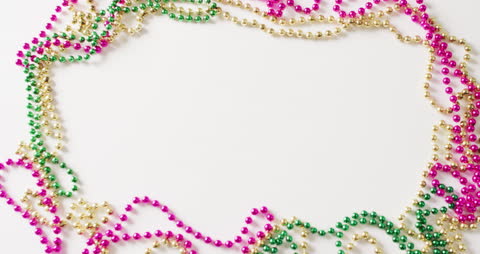 Colorful Mardi Gras Beads with Blank Copy Space