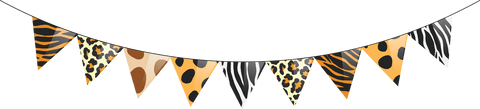 Vector jungle animal print banner on transparent background