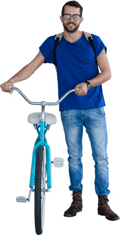 Man Wearing Blue Smiling with Bicycle Transparent Background - Download Free Stock Videos Pikwizard.com