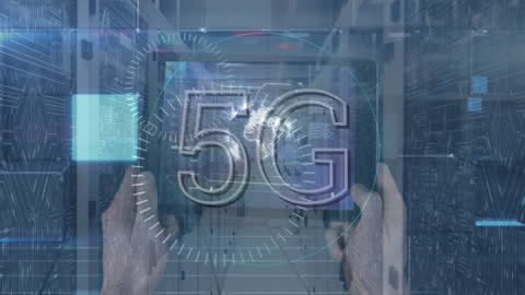Futuristic 5G Technology in Server Room Concept