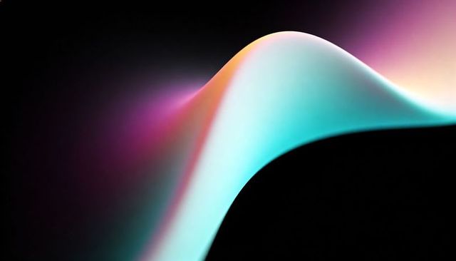 Neon gradient wave ribbon flowing in cyan and magenta on dark sleek futuristic background