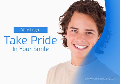 Smiling Man Promoting Dental Care with Logo Space - Download Free Stock Templates Pikwizard.com