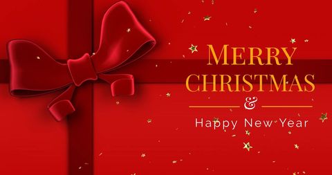 Festive Red Christmas Greeting Card Design with Ribbon - Download Free Stock Images Pikwizard.com