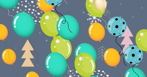 Festive Balloon Illustration with Celebration Embellishments
