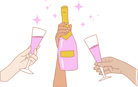 Celebrate in style with pink champagne on transparent background