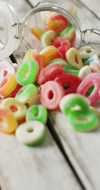 Colorful Assorted Jelly Candies Spilling From Glass Jar - Download Free Stock Images Pikwizard.com