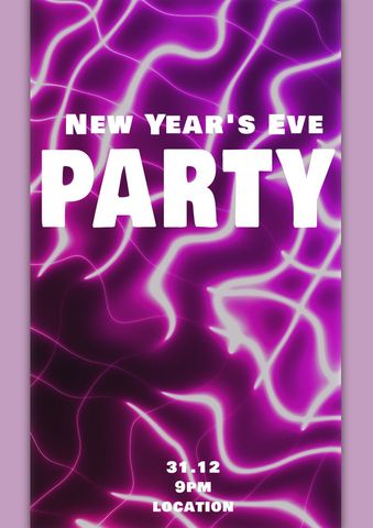 Vibrant New Year's Eve Party Poster with Neon Colors - Download Free Stock Templates Pikwizard.com