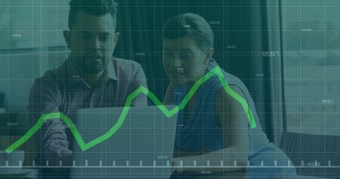 financial analysis team examining trends with analytics overlay - Download Free Stock Images Pikwizard.com