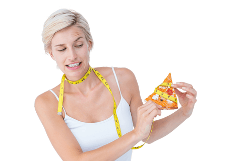 woman contemplating eating pizza on transparent background - Download Free Stock Videos Pikwizard.com