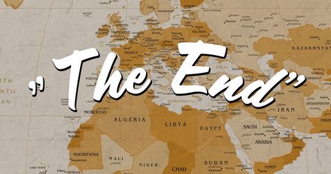 Vintage World Map with 'The End' Text Overlay - Download Free Stock Images Pikwizard.com