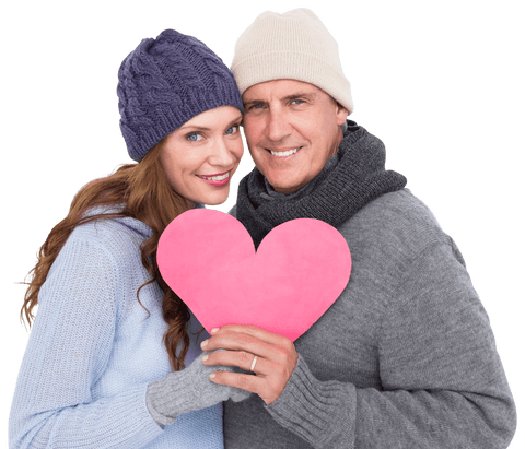 Happy Couple Holding Heart Icon in Transparent Outdoor Setting - Download Free Stock Videos Pikwizard.com