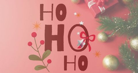Festive Christmas Decor with Gift Box and Text on Pink - Download Free Stock Images Pikwizard.com