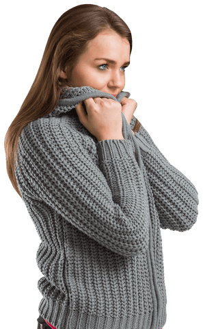 woman in gray knitted sweater posing isolated on transparent background - Download Free Stock Videos Pikwizard.com