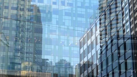 Digital Skyline: Skyscrapers Blending with Digital Patterns