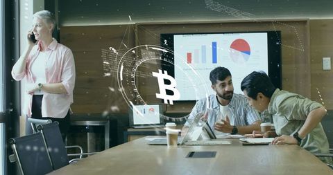 Business Professionals Collaborating on Financial Analytics