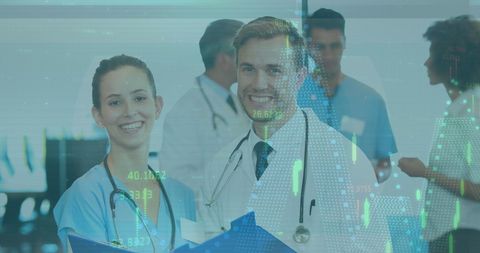 Healthcare Professionals Analyzing Medical and Financial Data