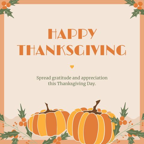 Happy Thanksgiving Greeting with Pumpkins and Autumn Leaves - Download Free Stock Templates Pikwizard.com