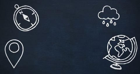 Chalkboard Drawings of Travel and Geography Symbols - Download Free Stock Images Pikwizard.com